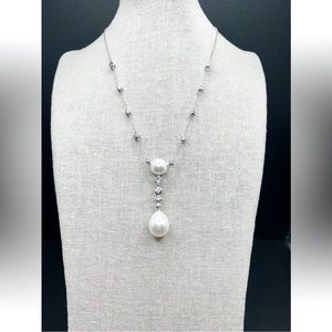 Real Collectibles by Adrienne Faux Pearl and CZ Necklace